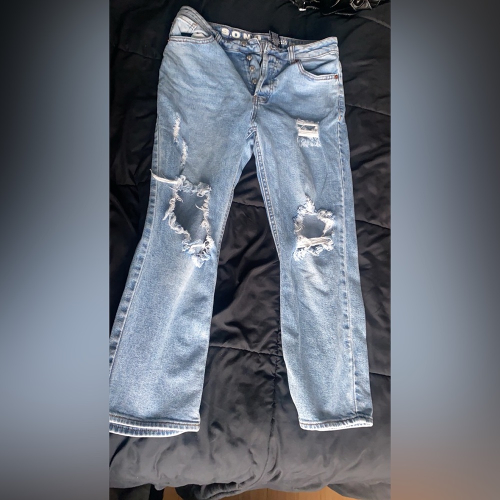 s.o.n.g. timeless fit light blue ripped distressed jeans